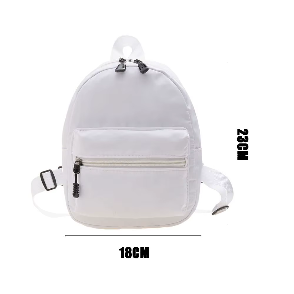 Mini Mochila Blanca de Nailon para Mujer – Bolso Escolar Compacto y Informal - imagen 5