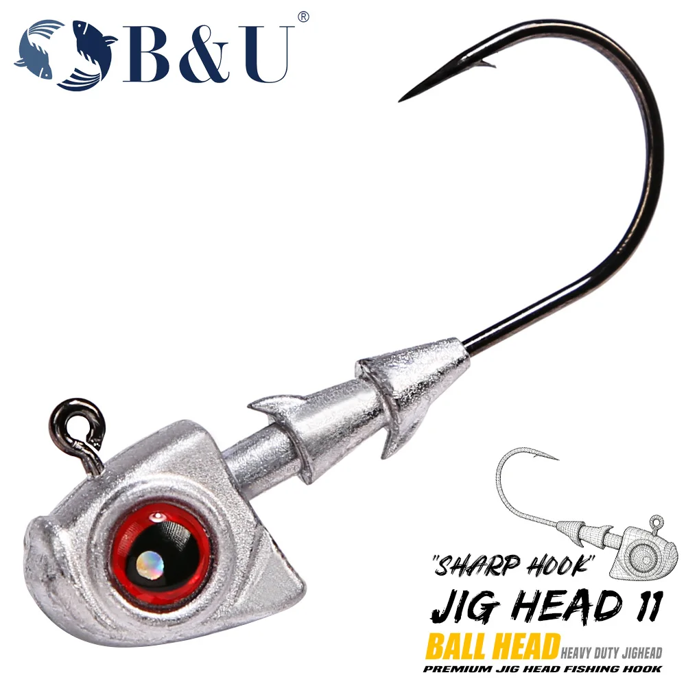Anzuelos Jig Head B&U, vástago afilado para vinilo lubina y lucio - imagen 3