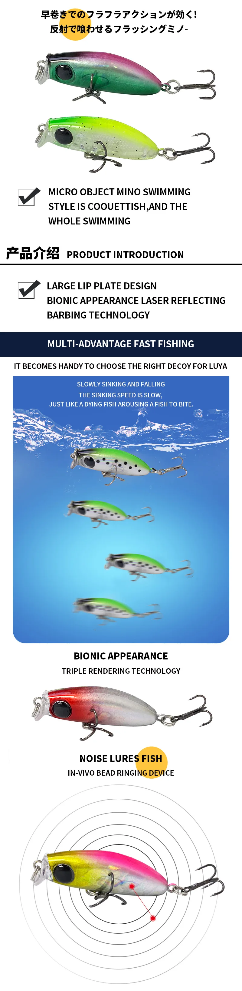 Vista frontal del señuelo Minnow