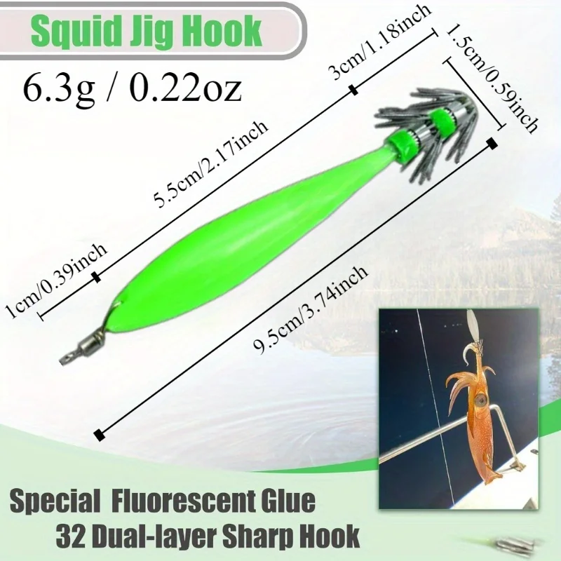 Ackibbik Anzuelos Jig Octopus fosforescentes para calamar con púas - imagen 2