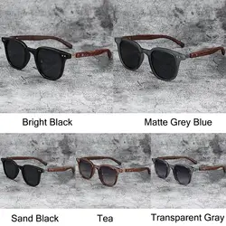 Gafas de sol vintage con protección UV y montura de madera