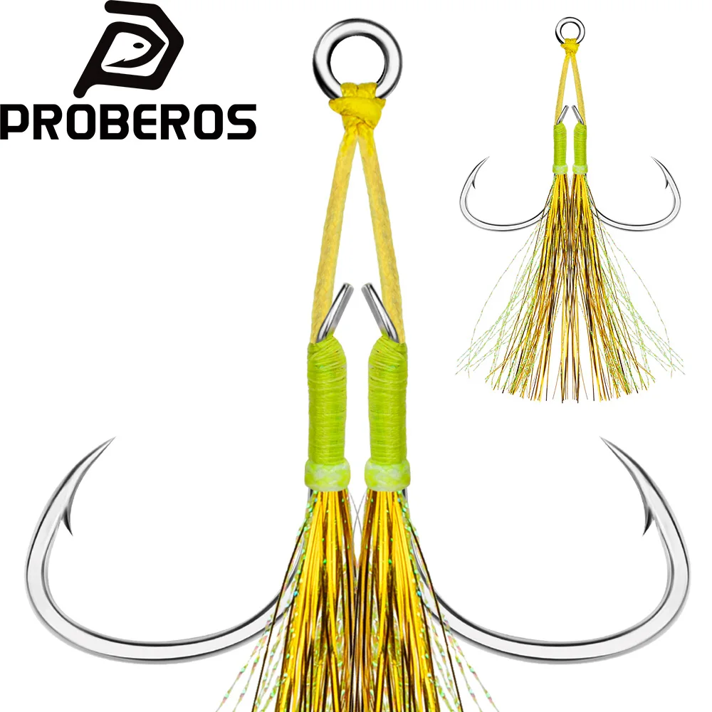 Anzuelos de asistencia PROBEROS doble púas acero carbono – Jigging - imagen 4