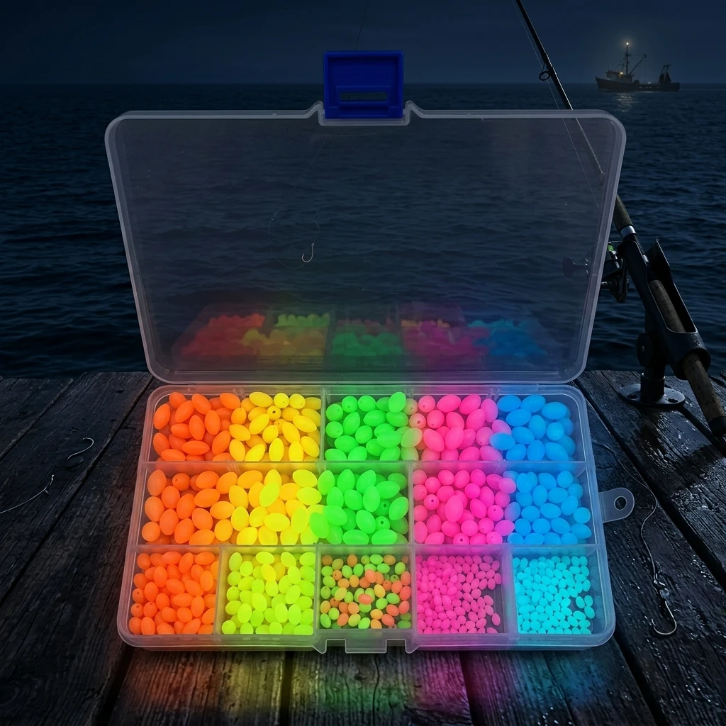 Caja de cuentas elípticas fluorescentes para señuelos nocturnos - imagen 2
