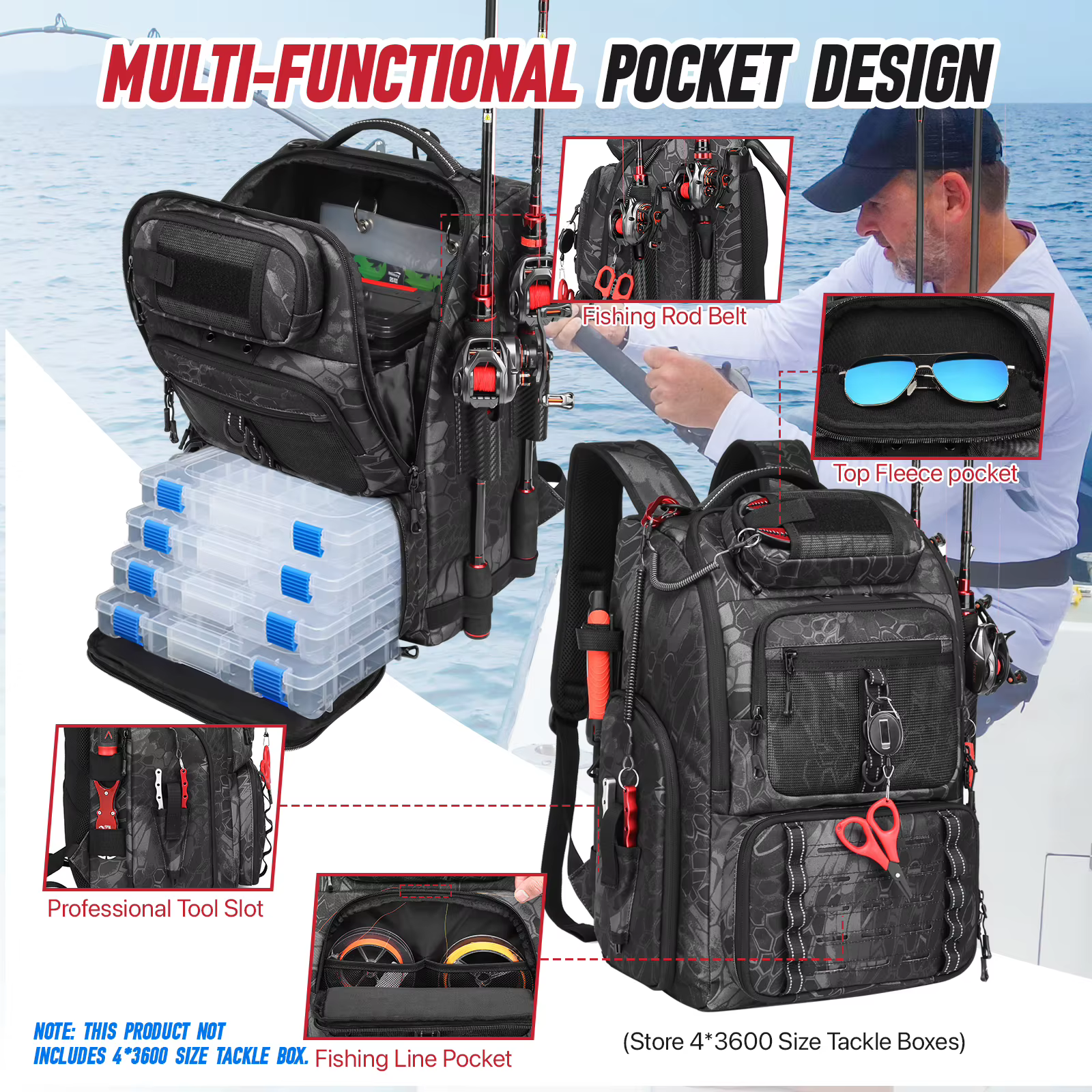 Mochila de pesca impermeable para aparejos y señuelos - imagen 4