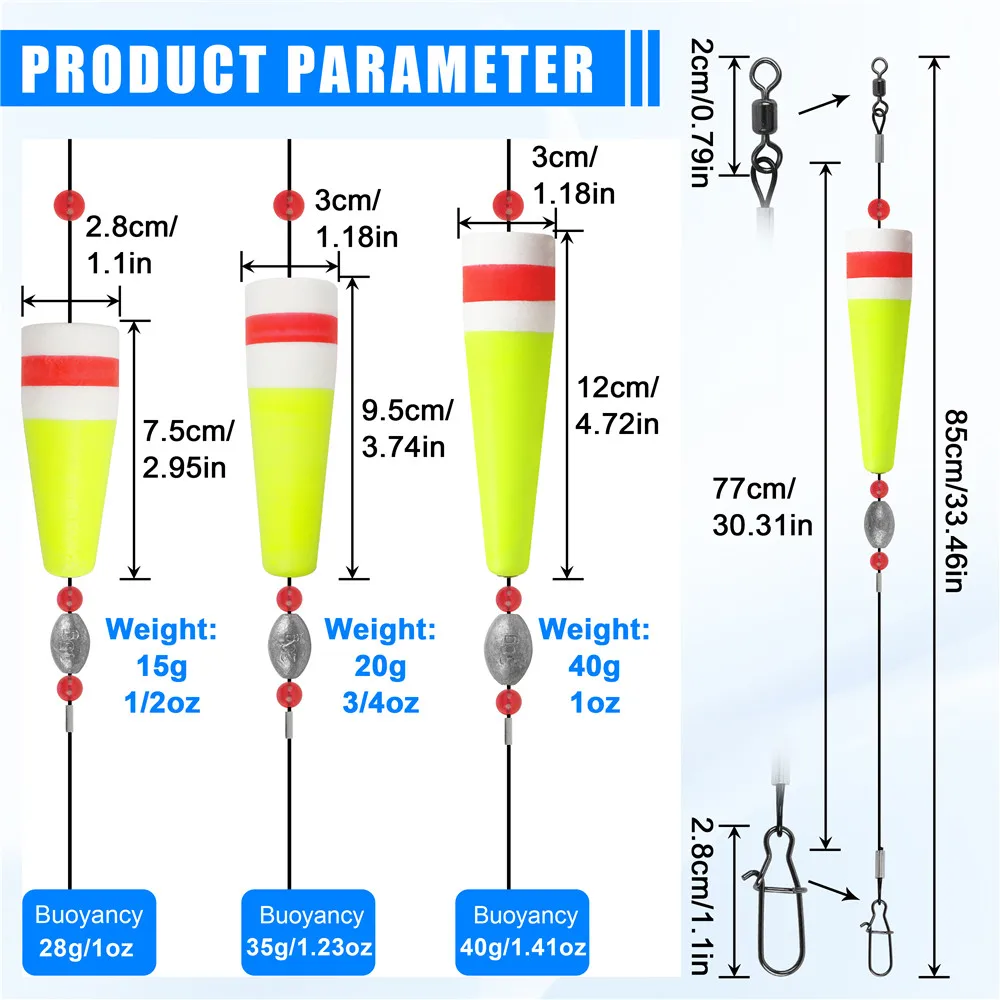 Corchos Popping para Redfish surf – Flotadores ponderados agua salada
