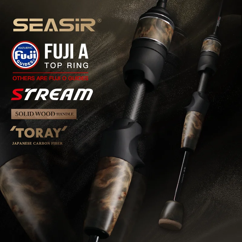 Seasir Stream Cañas de pescar ultraligeras 40T mango madera maciza - imagen 5