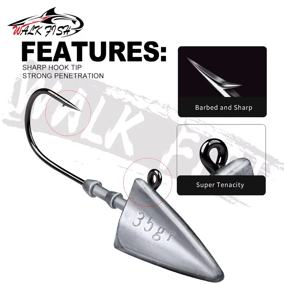 WALK FISH Anzuelos Jig 7g-35g - Cabeza de Pez Antiadherente - imagen 2