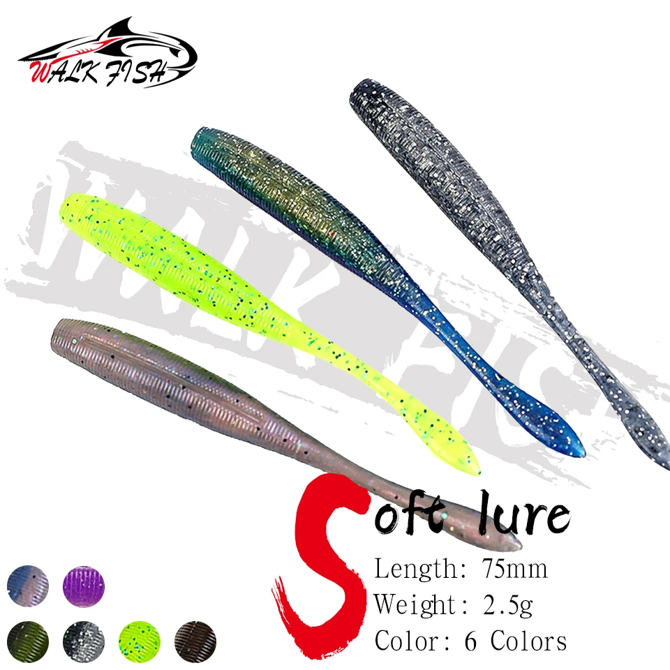WALK FISH Señuelos blandos de silicona 7,5 cm – Carpa y lubina - imagen 2