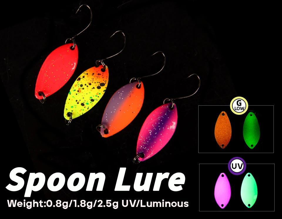 Set de 5 spoonsbait AJLURES en diferentes colores y tamaños