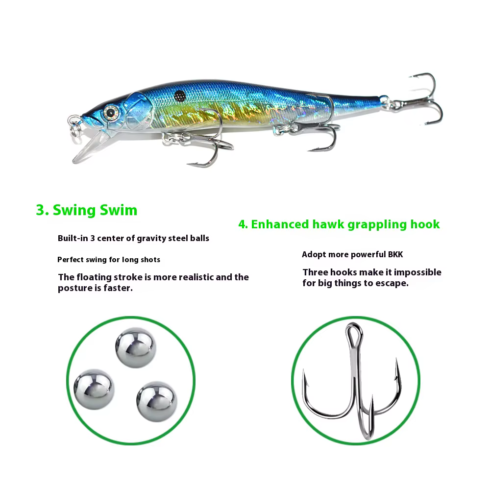Crankbait Flotante Cuerpo Tallado – Señuelo Duro para Pesca - imagen 4