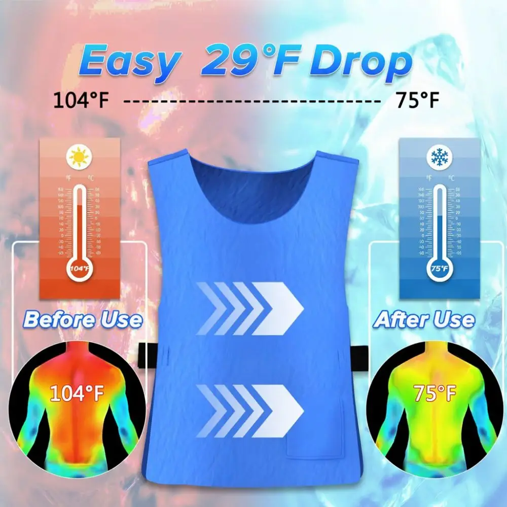Chaleco refrigerante activado por agua evaporativo reutilizable