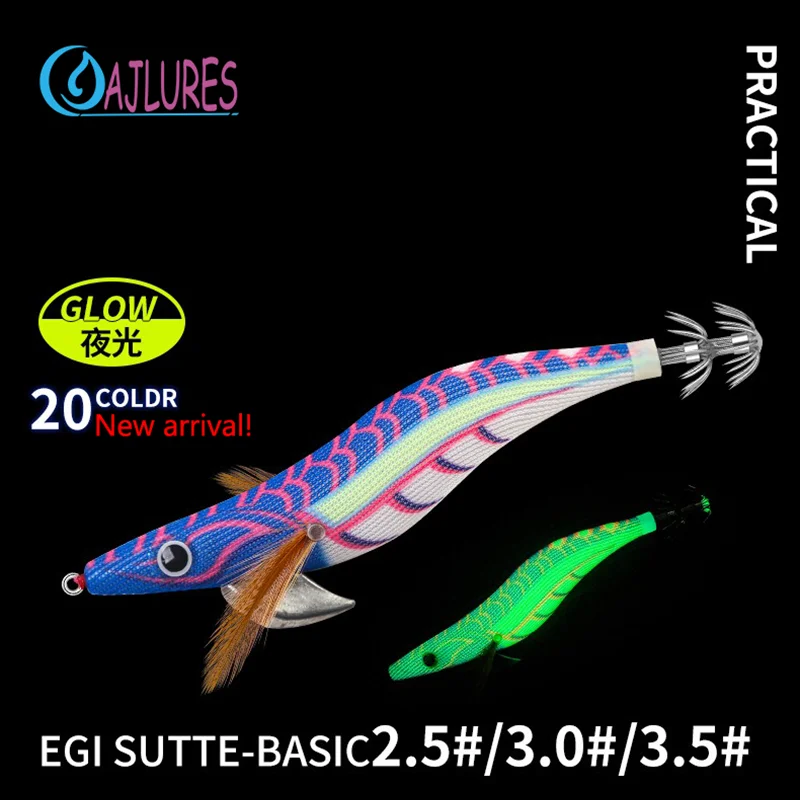 Egi Jig lumínico fluorescente para jigging de calamar – cebo de madera
