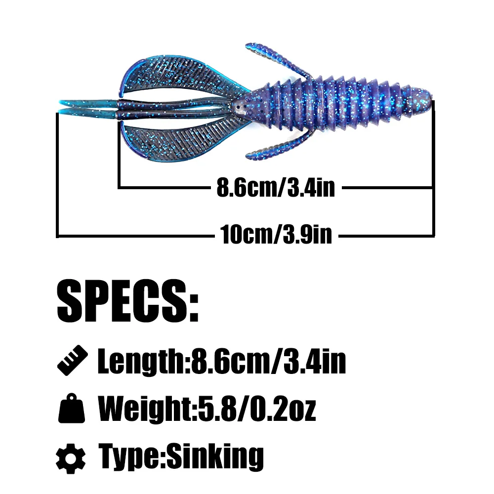 PEAK Craws 86mm – Señuelos suaves de camarón para pesca - imagen 3