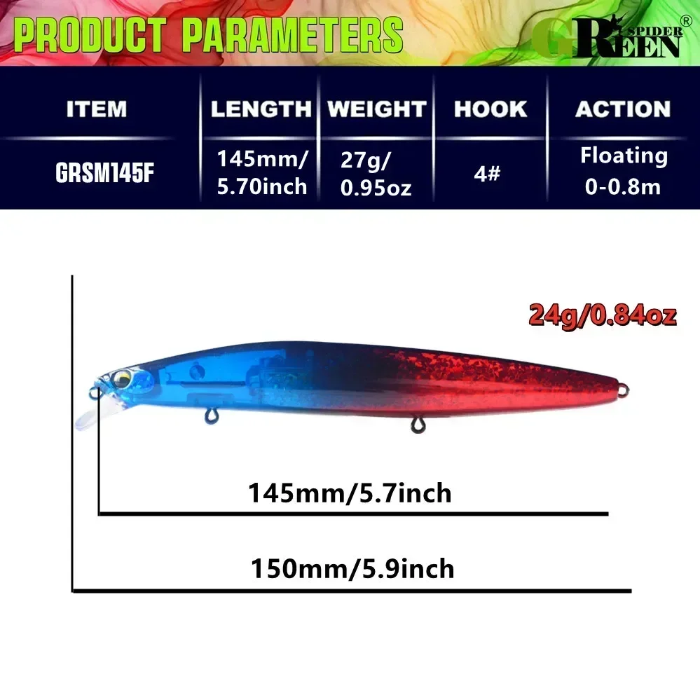 Señuelo flotante GREENSPIDER UV 145mm con Flash Wobbler para lubina - imagen 5