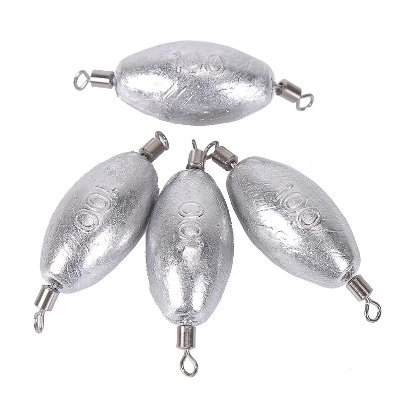Plomos con anzuelo giratorio oliva y anillo doble para pesca de costa