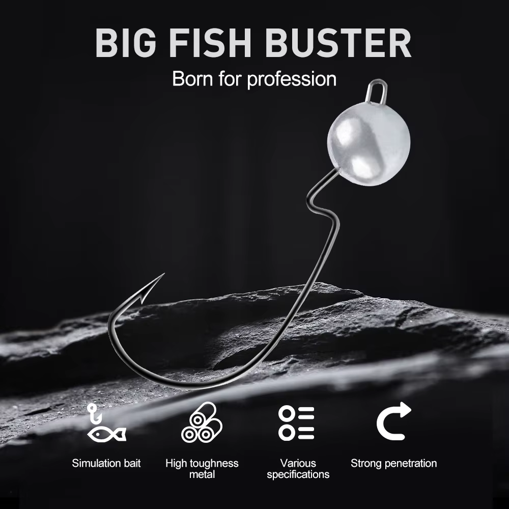 KESFISHING Jig Head con ganchos Mustad para vinilo blando 3,5-10 g