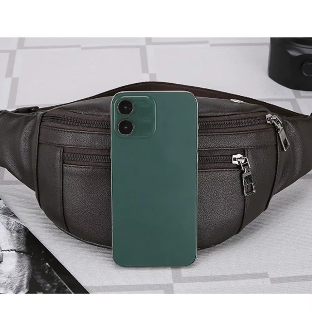 Bolsa de Cintura Impermeable de Cuero para Exteriores y Negocios