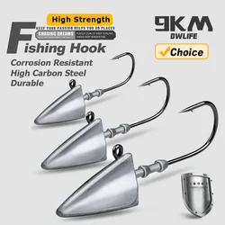 Jig Head triangular de pesca con vástago largo para agua salada