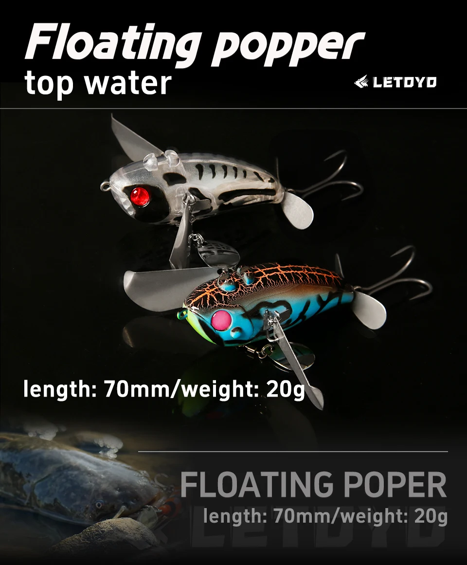 Popper LETYO dorado con hélice cigarra frontal