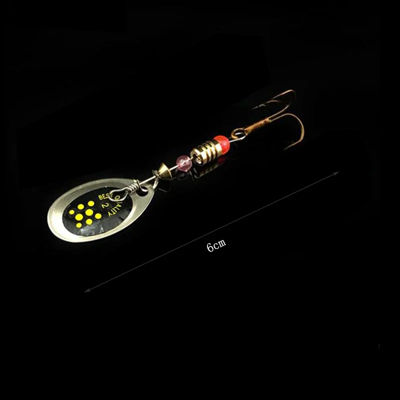 Señuelo cuchara giratoria de metal con plumas y anzuelos triples - imagen 5