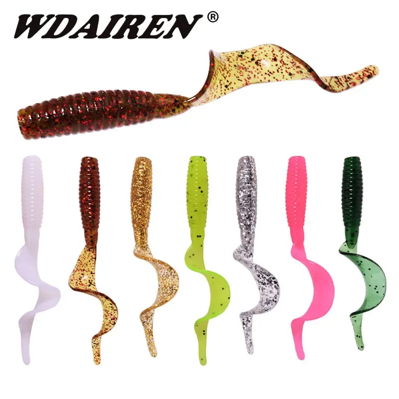 Gusanos de silicona con aroma a camarón - Jig wobbler suave para lubina