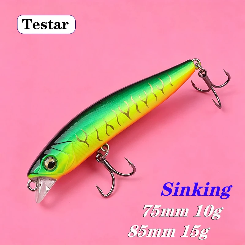 Testar Sinking Minnow Wobbles Jerkbait para lubina y lucio - imagen 5