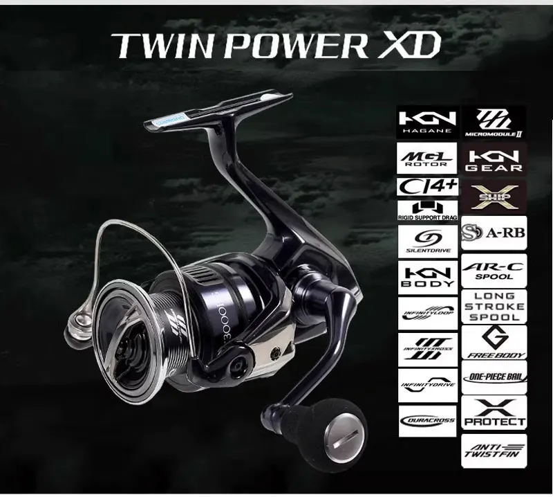 Vista frontal del carrete Shimano TWINPOWER XD C3000HG