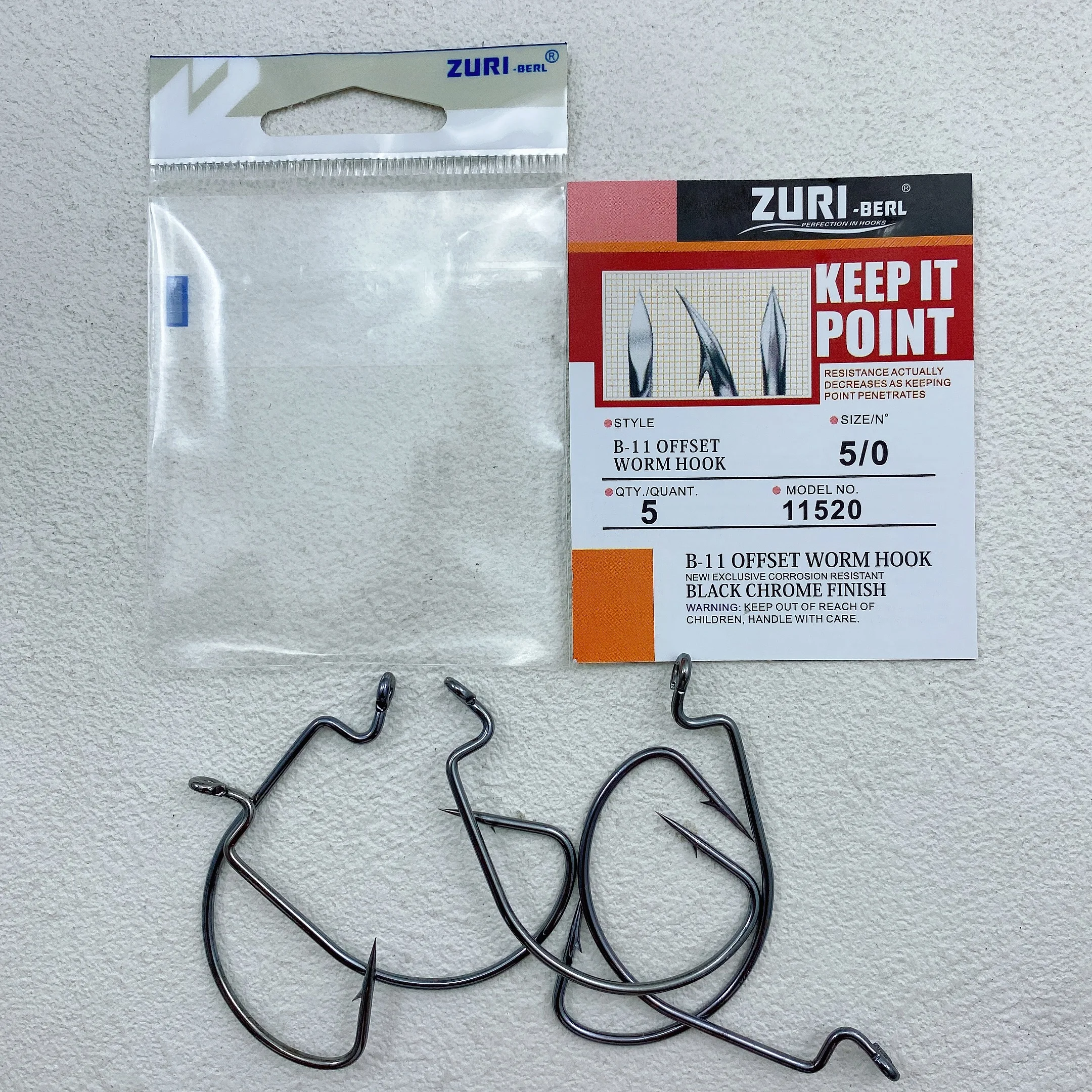 Anzuelo offset para vinilo Crank Worm, punta afilada
