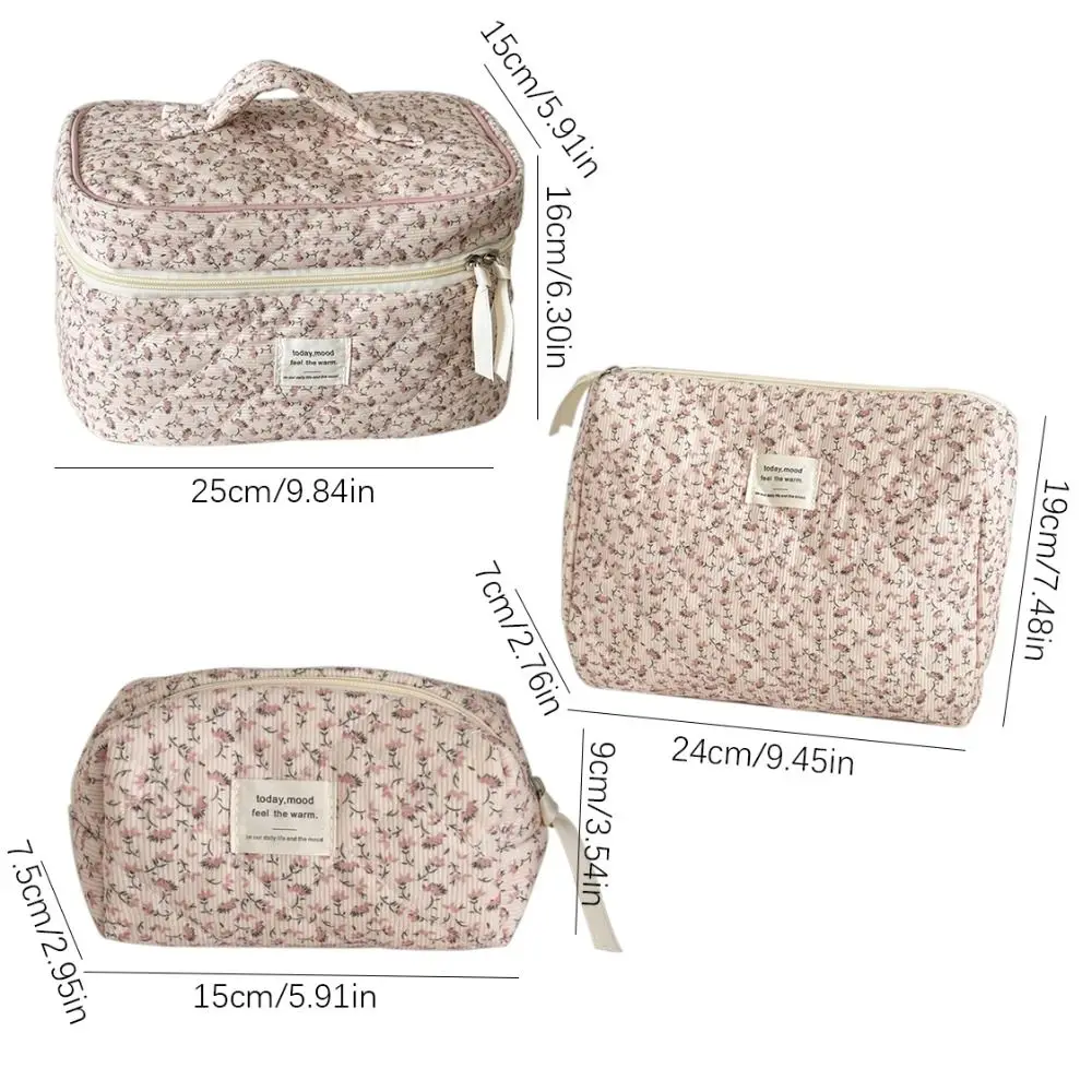 Neceser de maquillaje floral con cremallera y gran capacidad - imagen 5