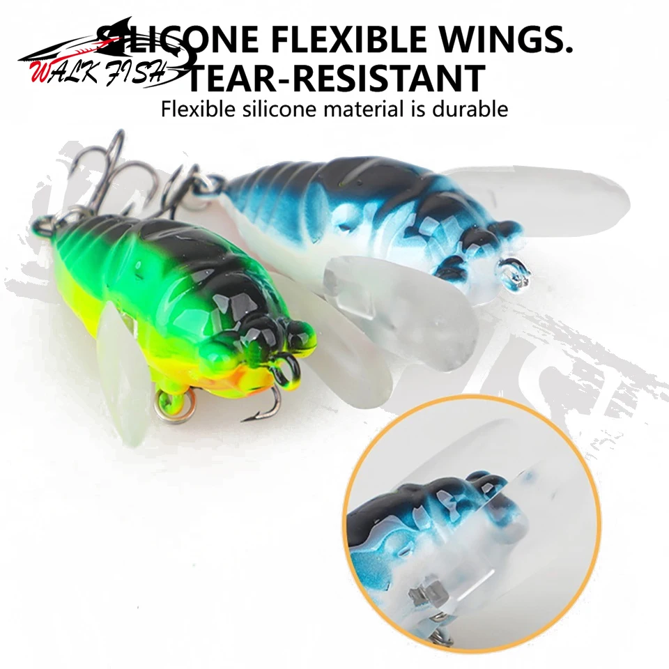 WALK FISH Señuelo de superficie cicada con alas, natación realista - imagen 3