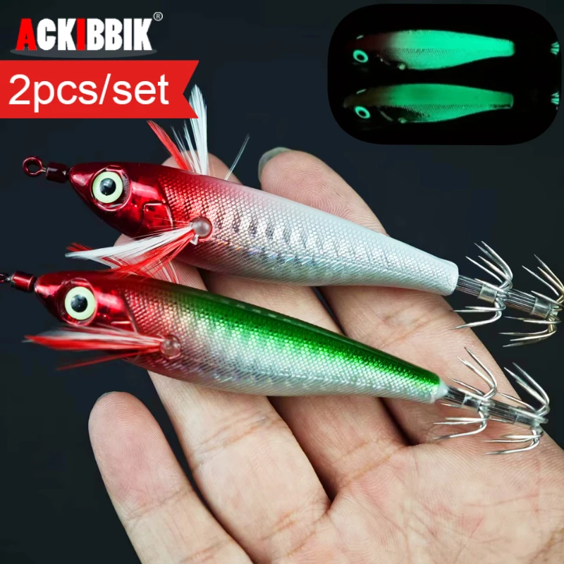 Ackibbik señuelos luminosos para calamar, camarón y langostino