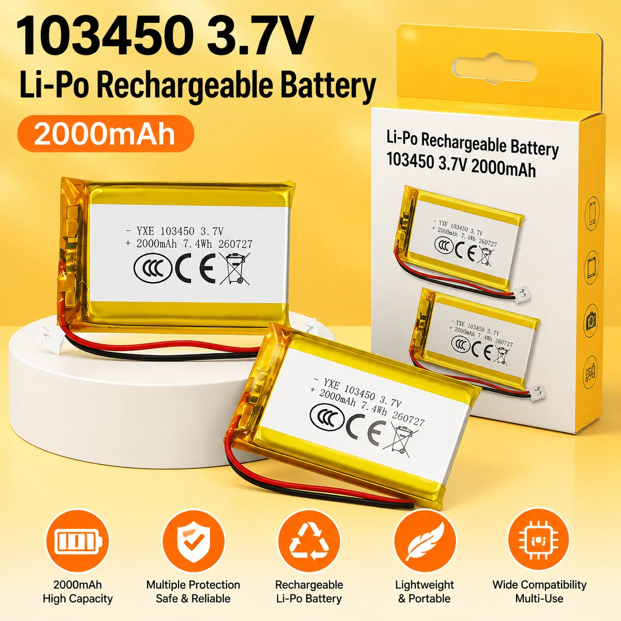 Batería Li-Po recargable con conector JST PH para GPS y cámaras - imagen 4