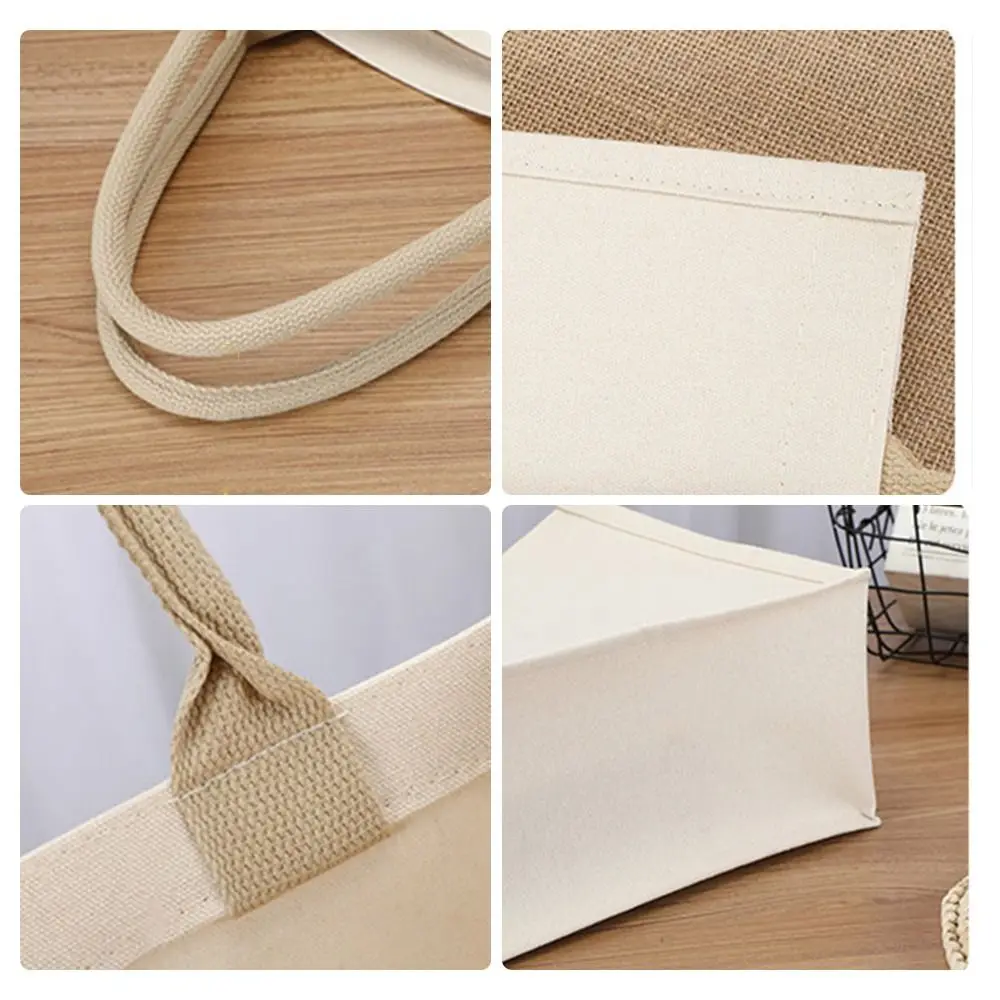 Bolsa de lona plegable reutilizable beige para uso diario