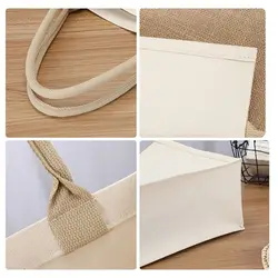 Bolsa de lona plegable reutilizable beige para uso diario