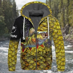 Sudadera pesca JH14 forro polar – Estampado perca amarela