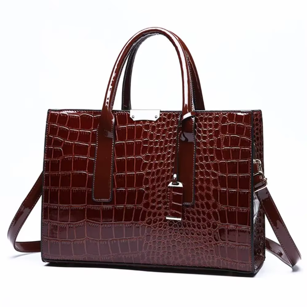 Bolso tote con estampado de cocodrilo y correa ajustable