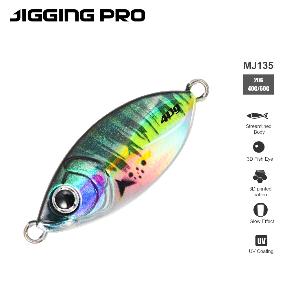 Jig Metálico Slow Pitch JIGGING PRO – Brillo UV para orilla
