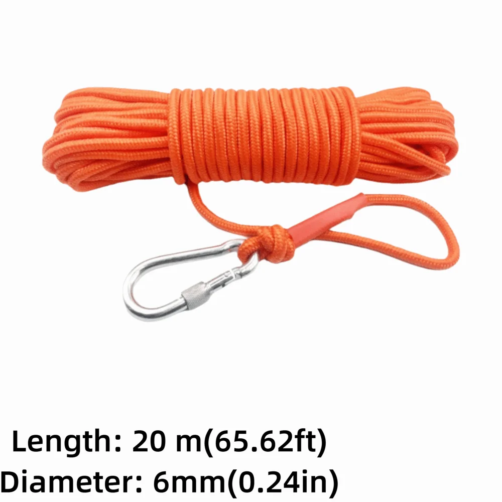 Cuerda de pesca flotante de nailon naranja con mosquetón para anclaje - imagen 2