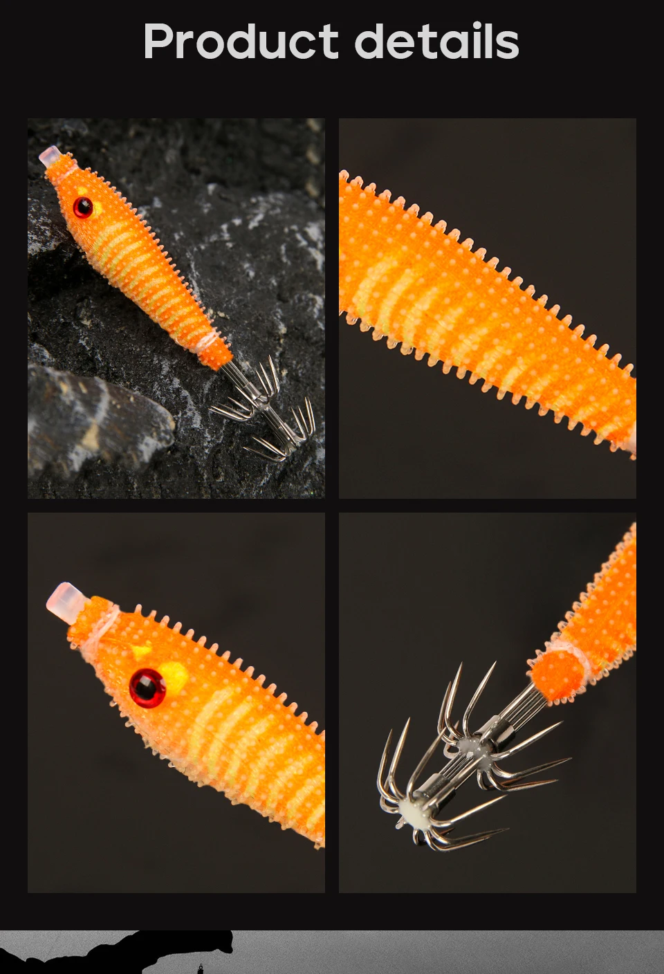 Detalle del efecto luminoso del señuelo LETOYO para pesca nocturna