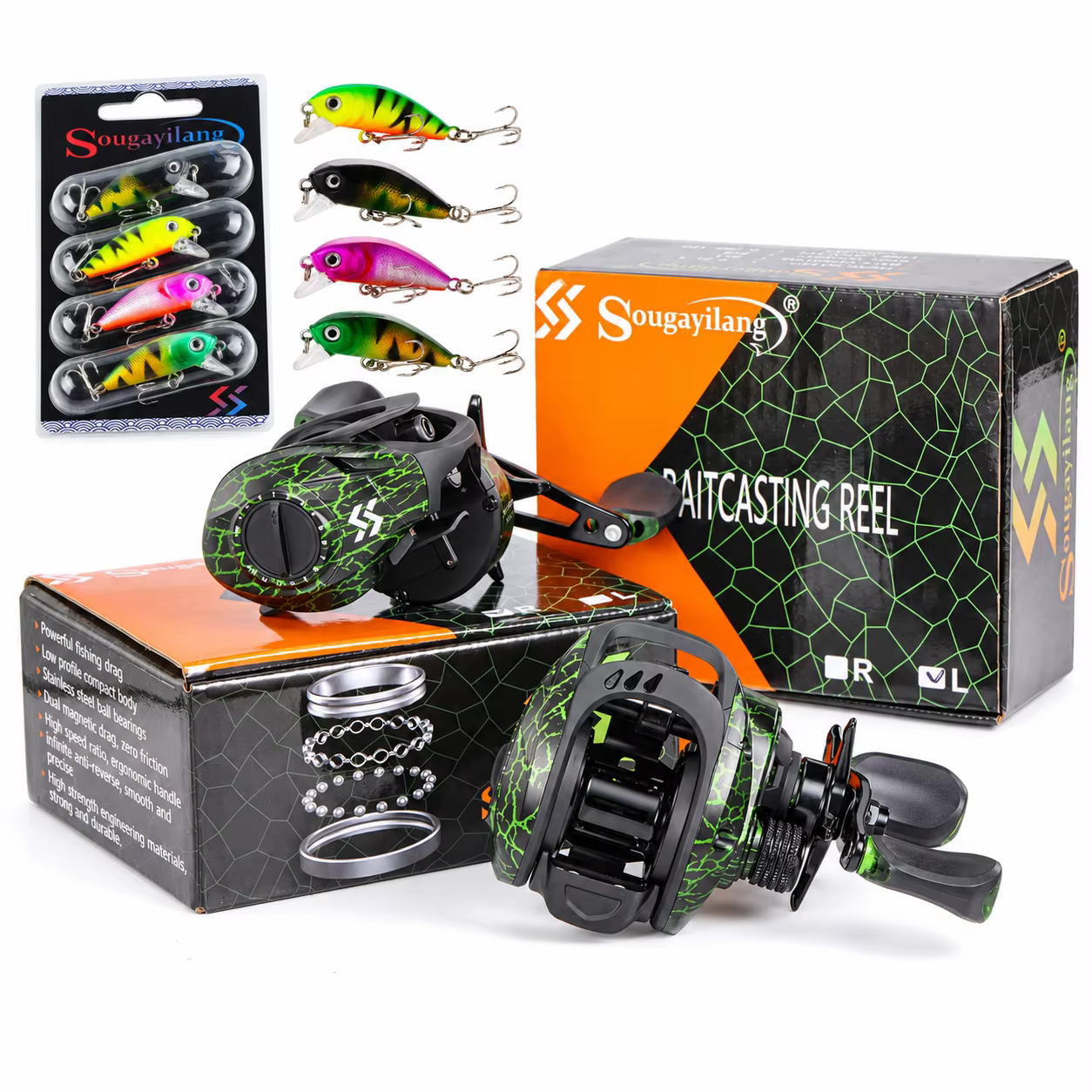 Carrusel baitcasting Sougayiang 7.1:1 con freno magnético 9+1 rodamientos - imagen 5