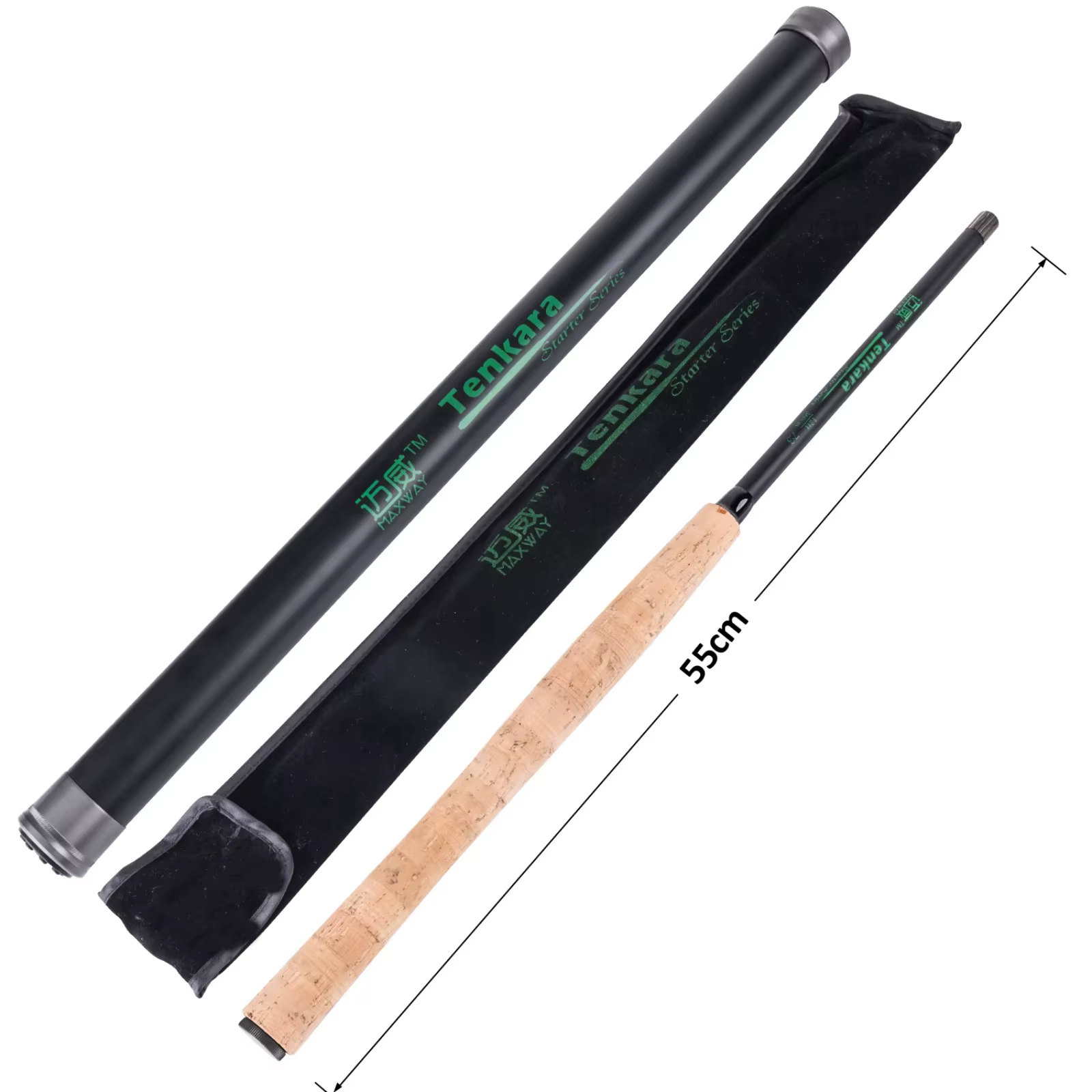 Caña Tenkara Goture – Fibra de carbono ligera, acción 3/7, 12 pies