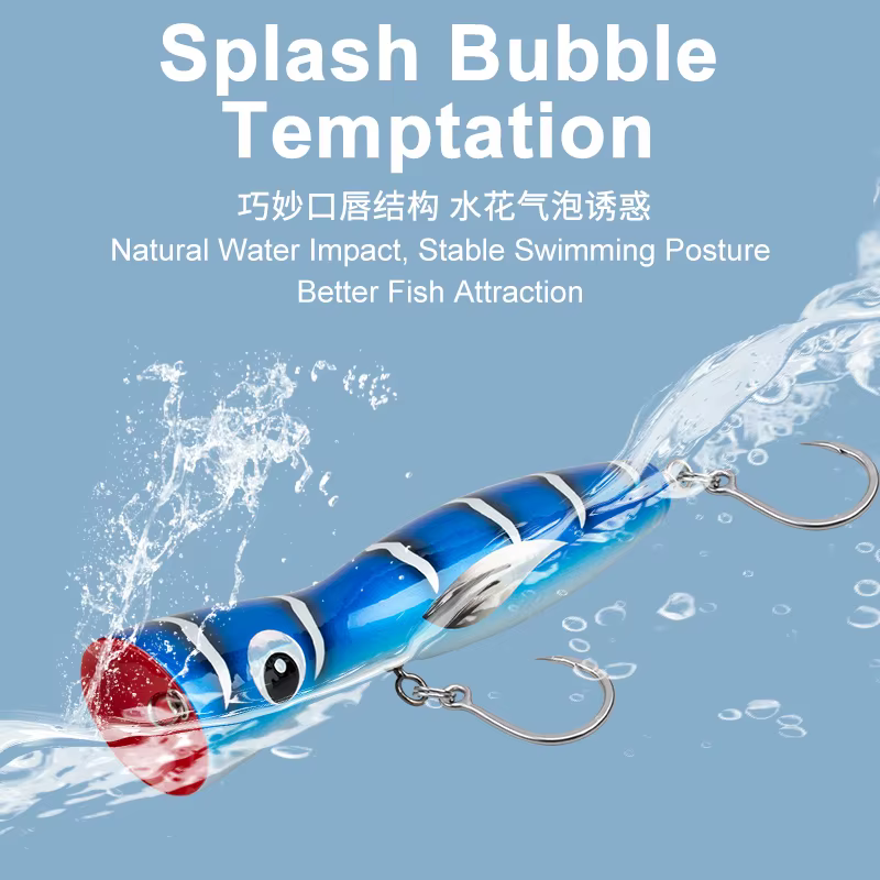Obsession WD132 – Popper de madera flotante para pesca en agua salada