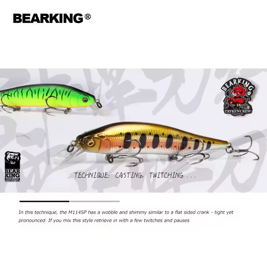 Bearking M114 Señuelo Minnow Wobbler – Anzuelos de calidad superior - imagen 5