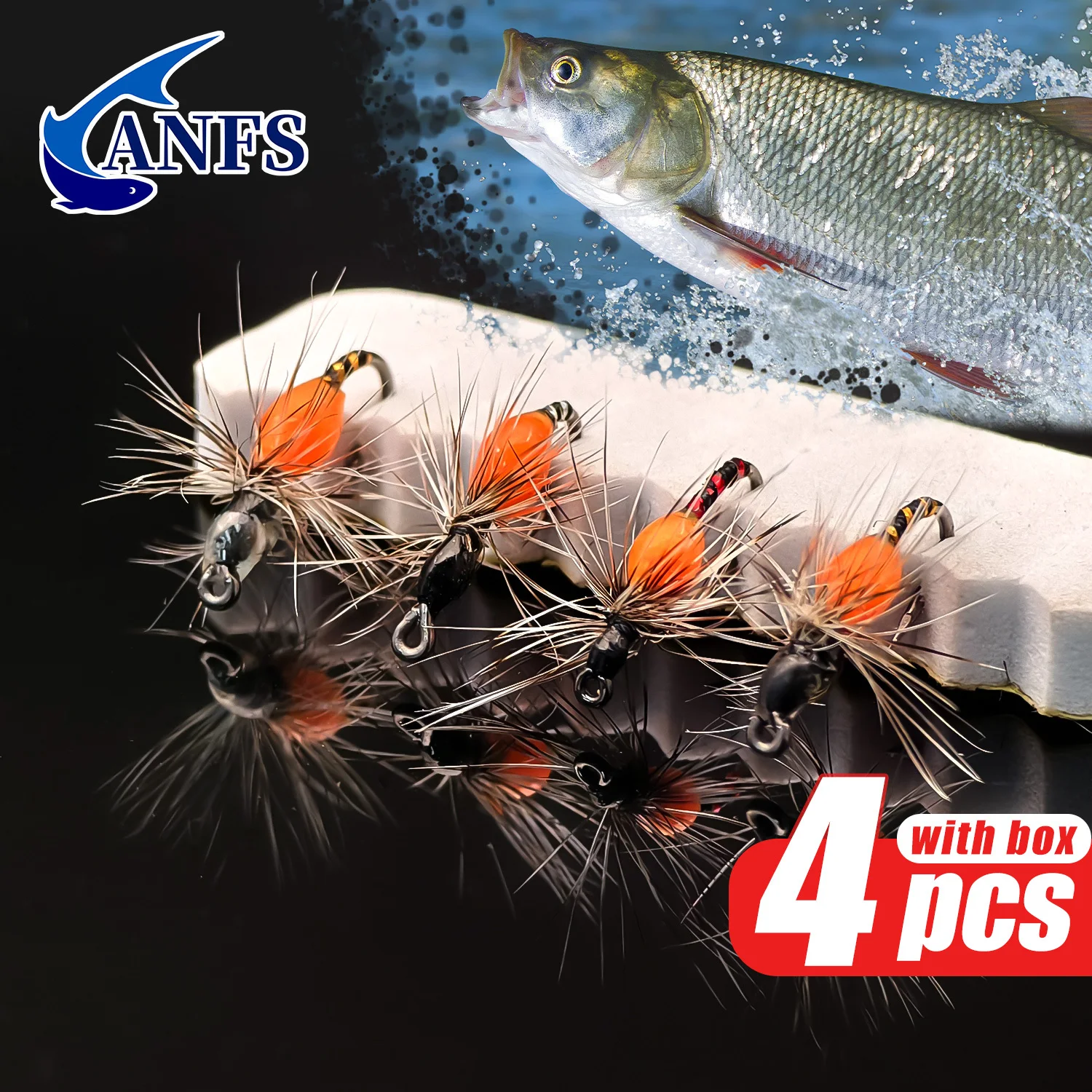 Selección de 4 moscas para rotar en el agua