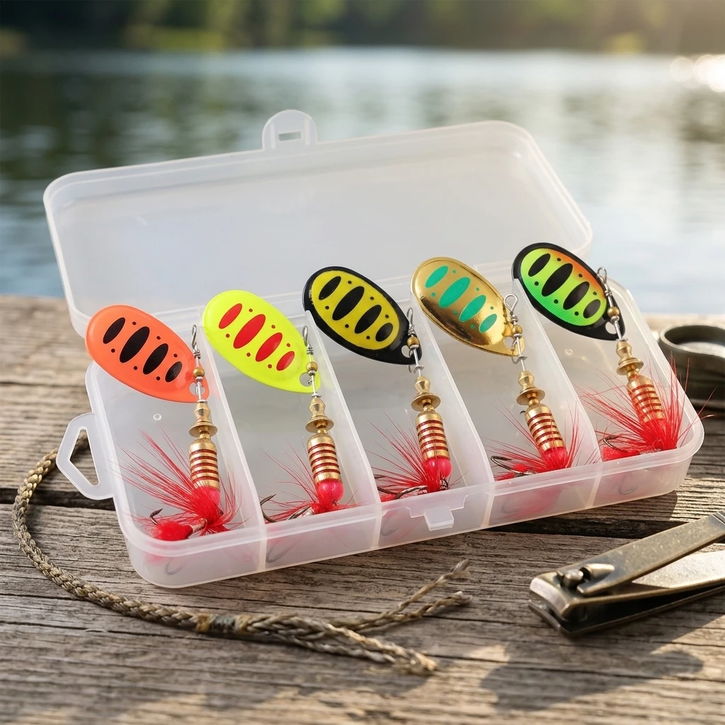 Spinnerbait de cuchilla de cobre y plumas para lubina - imagen 3