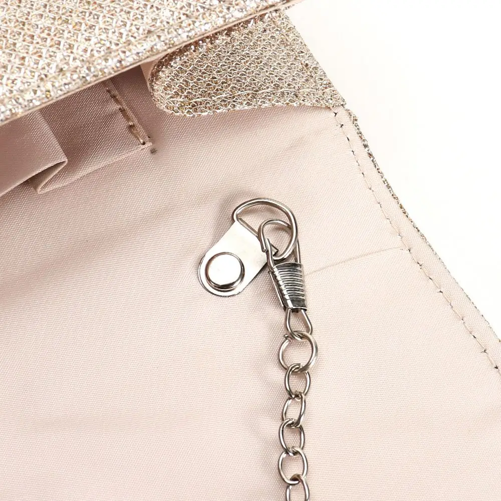 Bolso de sobre plateado con cadena brillante para fiesta y boda - imagen 5