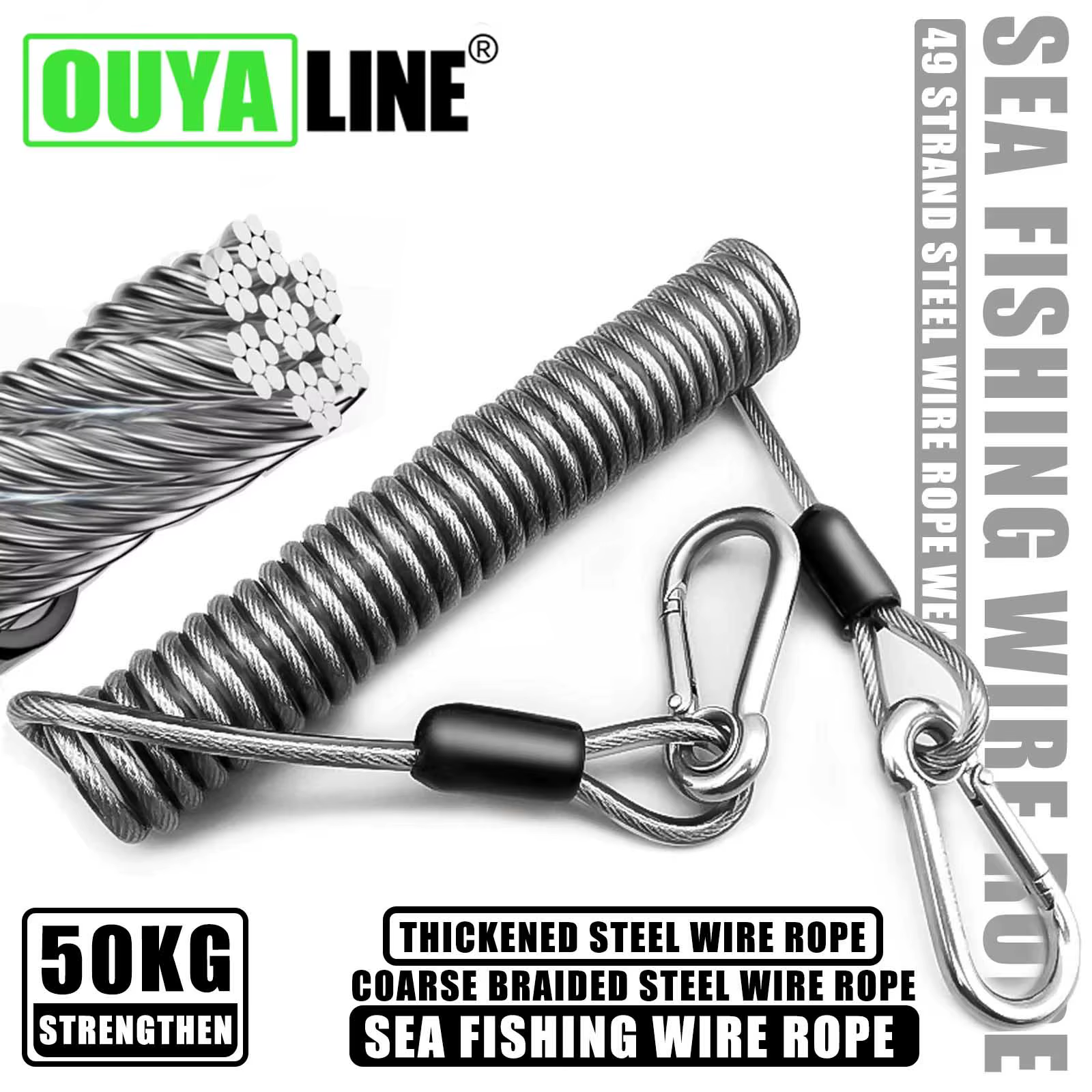 Correa de seguridad telescópica OUYALINE – Acero inoxidable para pesca - imagen 4