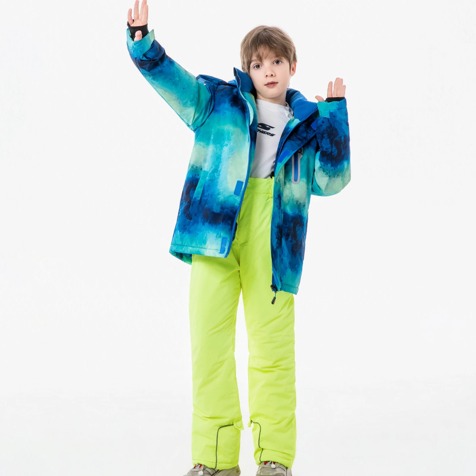 Traje de nieve impermeable para niños, conjunto de esquí con capucha - imagen 2