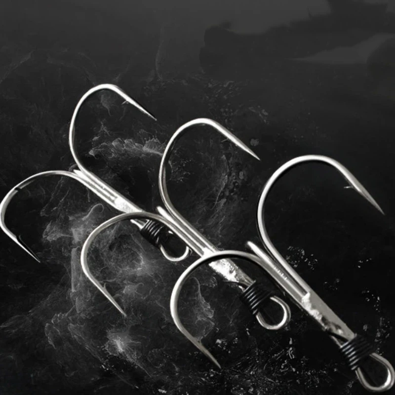 Anzuelos Jig Head triples de acero alto carbono con púas – mariposa - imagen 3