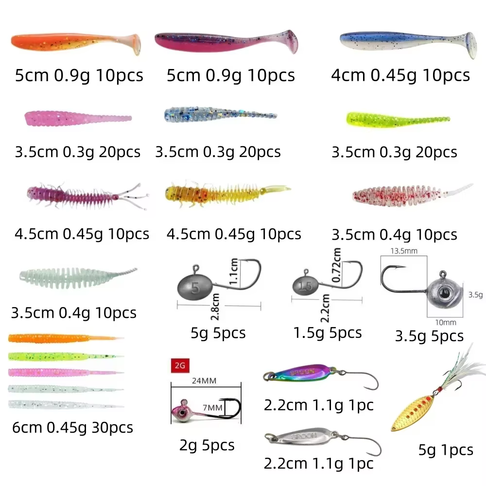 Kit Señuelos Artificiales Agua Dulce – Wobbler, Cucharillas y Jig Head